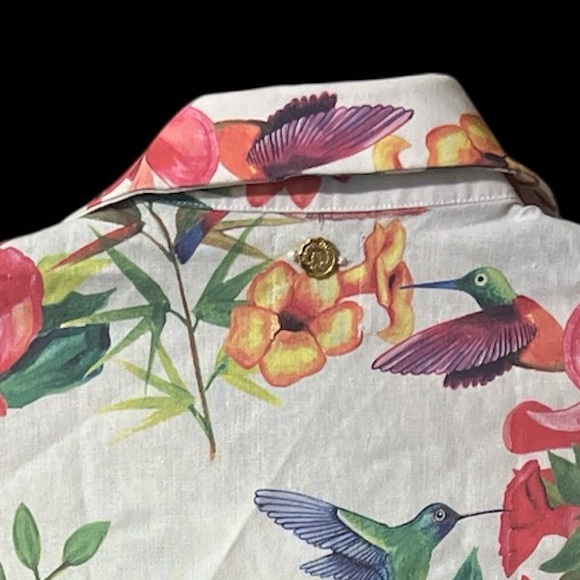 NWT Hopper Island Linen Blend Easy-Care Relaxed Long Sleeve Shirt Humming bird - Picture 8 of 10